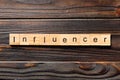 Influencer word written on wood block. influencer text on table, concept Royalty Free Stock Photo