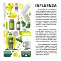 Influenza with cold and flu treatment remedies banner template