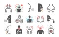 Influenza. Flu Symptoms, Treatment. Line icons set. Vector signs for web graphics.