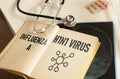 Influenza A H1N1 Virus is shown using the text in the book Royalty Free Stock Photo