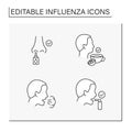 Influenza line icons set