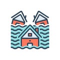 Color illustration icon for Influx, inundation and freshet