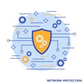 Network protection, computer security vector concept