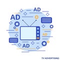 TV marketing, advertisement, promotion vector concept