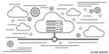 Cloud server thin line style vector concept