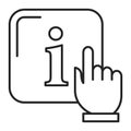 Info button. Hand cursor pointing at infromation symbol Royalty Free Stock Photo