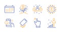 Info, Call center and Smartphone broken icons set. Bitcoin project, Calendar and Recruitment signs. Vector