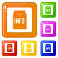 Info folder icons set vector color