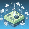 info graphic isometric depicting a set of clean energyy generation icons and situation for better future Royalty Free Stock Photo