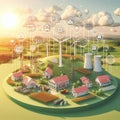 info graphic isometric depicting a set of clean energyy generation icons and situation for better future Royalty Free Stock Photo