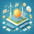 info graphic isometric depicting a set of clean energyy generation icons and situation for better future Royalty Free Stock Photo