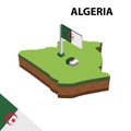 Info graphic Isometric map and flag of Algeria. 3D isometric Vector Illustration