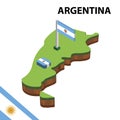 Info graphic  Isometric map and flag of Argentina. 3D isometric Vector Illustration Royalty Free Stock Photo