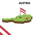 Info graphic Isometric map and flag of Austria. 3D isometric Vector Illustration