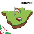 Info graphic Isometric map and flag of BURUNDI. 3D isometric Vector Illustration