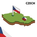 Info graphic Isometric map and flag of CZECH. 3D isometric Vector Illustration