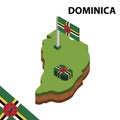 Info graphic Isometric map and flag of DOMINICA. 3D isometric Vector Illustration