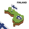 Info graphic Isometric map and flag of FINLAND. 3D isometric Vector Illustration
