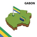 Info graphic Isometric map and flag of GABON. 3D isometric Vector Illustration