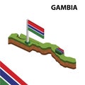 Info graphic Isometric map and flag of GAMBIA. 3D isometric Vector Illustration