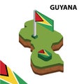 Info graphic  Isometric map and flag of GUYANA. 3D isometric Vector Illustration Royalty Free Stock Photo