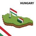 Info graphic Isometric map and flag of HUNGARY. 3D isometric Vector Illustration