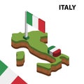 Info graphic  Isometric map and flag of ITALY. 3D isometric Vector Illustration Royalty Free Stock Photo