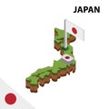 Info graphic  Isometric map and flag of JAPAN. 3D isometric Vector Illustration Royalty Free Stock Photo