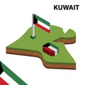 Info graphic  Isometric map and flag of KUWAIT. 3D isometric Vector Illustration Royalty Free Stock Photo