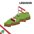 Info graphic Isometric map and flag of LEBANON. 3D isometric Vector Illustration