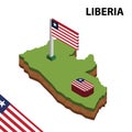 Info graphic Isometric map and flag of LIBERIA. 3D isometric Vector Illustration