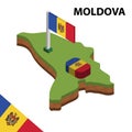 Info graphic  Isometric map and flag of MOLDOVA. 3D isometric Vector Illustration Royalty Free Stock Photo