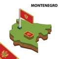 Info graphic Isometric map and flag of MONTENEGRO. 3D isometric Vector Illustration