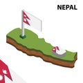 Info graphic Isometric map and flag of NEPAL. 3D isometric Vector Illustration