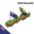 Info graphic  Isometric map and flag of NEW ZEALAND. 3D isometric Vector Illustration Royalty Free Stock Photo