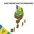 Info graphic  Isometric map and flag of SAINT VINCENT AND THE GRENADINES. 3D isometric Vector Illustration Royalty Free Stock Photo