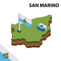 Info graphic  Isometric map and flag of  SAN MARINO. 3D isometric Vector Illustration Royalty Free Stock Photo
