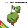 Info graphic  Isometric map and flag of  SAO TOME AND PRINCIPE. 3D isometric Vector Illustration Royalty Free Stock Photo