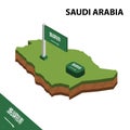 Info graphic  Isometric map and flag of SAUDI ARABIA. 3D isometric Vector Illustration Royalty Free Stock Photo