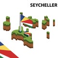 Info graphic  Isometric map and flag of  SEYCHELLES. 3D isometric Vector Illustration Royalty Free Stock Photo