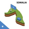 Info graphic  Isometric map and flag of SOMALIA. 3D isometric Vector Illustration Royalty Free Stock Photo