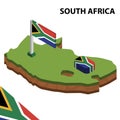 Info graphic  Isometric map and flag of SOUTH AFRICA. 3D isometric Vector Illustration Royalty Free Stock Photo