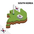 Info graphic  Isometric map and flag of SOUTH KOREA. 3D isometric Vector Illustration Royalty Free Stock Photo