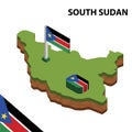 Info graphic  Isometric map and flag of SOUTH SUDAN. 3D isometric Vector Illustration Royalty Free Stock Photo