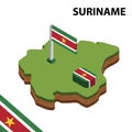 Info graphic  Isometric map and flag of SURINAME. 3D isometric Vector Illustration Royalty Free Stock Photo