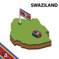 Info graphic Isometric map and flag of SWAZILAND. 3D isometric Vector Illustration