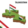 Info graphic  Isometric map and flag of TAJIKISTAN. 3D isometric Vector Illustration Royalty Free Stock Photo