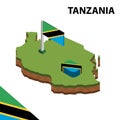 Info graphic  Isometric map and flag of TANZANIA. 3D isometric Vector Illustration Royalty Free Stock Photo