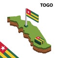 Info graphic Isometric map and flag of TOGO. 3D isometric Vector Illustration