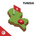 Info graphic Isometric map and flag of TUNISIA. 3D isometric Vector Illustration